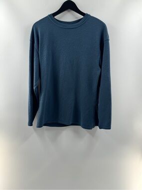 Vively Teal Blue Textured Long Sleeve Crewneck Top – Women's Small
